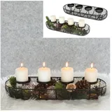 Macosa Home Adventskranz Adventskranz Schwarz oder Weiß Metall 50 cm modern, Elegantes Adventsgesteck 4 Kerzenhalter Tisch-Dekoration schwarz