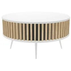 TOPESHOP Couchtisch Moderner Runder Couchtisch Eleganter Eiche-Look, Robust & Trendig
