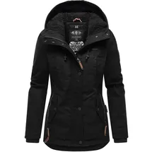 Marikoo Damen warme Winterjacke mit Kapuze Bikoo Black with black fur Gr. L - L