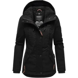 Marikoo Damen warme Winterjacke mit Kapuze Bikoo Black with black fur Gr. L - L