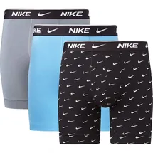 Nike Herren Everyday Cotton Stretch Boxer Briefs 3Pk, Swoosh Print/Grey/Uni. Blue, S