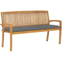 VidaXL Stapelbare Gartenbank mit Auflage 159 cm Massivholz Teak