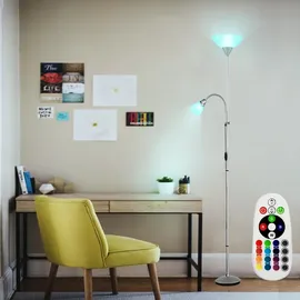 ETC Shop Steh Leuchte Wohn Zimmer Decken Fluter schaltbar Flexo Dimmer Lampe im Set inklusive RGB LED Leuchtmittel