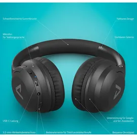 LAMAX Base2, kabellose Kopfhörer, Akkulaufzeit bis zu 48 Stunden, Bluetooth 5.3, Android- und iOS-Unterstützung, leichtes faltbares Design, USB-C