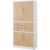 Jan Nowak Aktenschrank Metallschrank Büroschrank mit Tresor Zahlenschloss Schubladen abschließbar Stahlschrank Büro Ordnerschrank Lagerschrank für Aktenordner Dokumente 185 x 90 x 40 cm