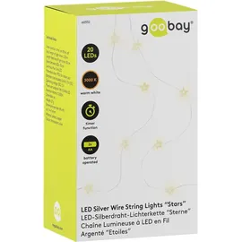goobay LED-Lichterkette Silberdraht 2 m Warmweiß
