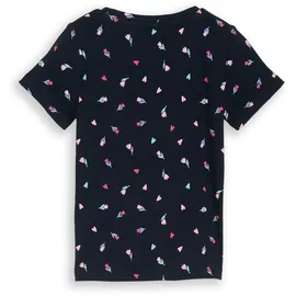 Tom Tailor Kurzarmshirt TOM TAILOR, Mädchen, Gr. 128/134, dunkelblau tulip, Jersey, Obermaterial: 93% Baumwolle, 7% Elasthan, bedruckt, normal hüftbedeckend, Rundhals, Shirts, mit Tulpen/Blumen-Print