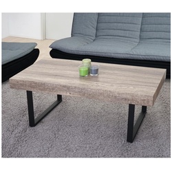 Couchtisch Genk H576, Wohnzimmertisch, 40x110x60cm, MVG-zertifiziert ~ Wildeiche, dunkle Metall-Füße