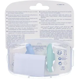 Chicco PhysioForma Silikon-Schnuller 2-6 Monate, 2 Stück, Schnuller-Set 2-6 Monate, unterstützt die physiologische Atmung und fördert die richtige Entwicklung des Mundes, hellblau
