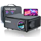 WIMIUS Beamer, Full HD 1080P 1200 ANSI Lumen Beamer 5G WiFi Bluetooth Beamer Heimkino 4K Unterstützung, LED Video Beamer Outdoor 300 '' Display, kompatibel mit Fire Stick,Smartphone,PS5 Projektor