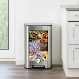 Relaxdays Mülleimer 50 l Silber