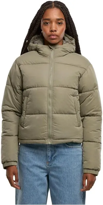 Urban Classics Damen Peached Pufferjacke mit Kapuze Winterjacke/Mantel paleolive 5XL