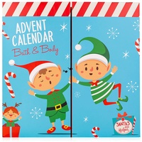 accentra Adventskalender für Kinder Santa & Co. 2023, in süßem Elf-Design, für Mädchen und Jungen mit 24 Bade-, Körperpflege und Accessoires Produkten