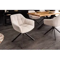 Riess-Ambiente Stuhl PAPILLON champagner beige Ziersteppung Metallgestell schwarz mit