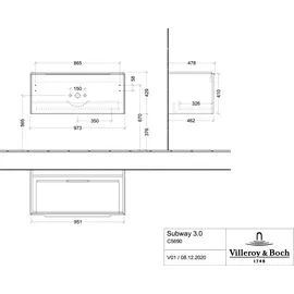 Villeroy & Boch Waschbeckenunterschrank Subway 3.0 1 Auszug 97,3 x 43,2 x 47,8 cm Taupe
