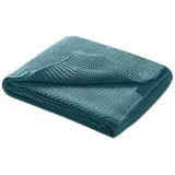 Wometo Babydecke Strickdecke oekoTex Wolle-Look - türkis 70x100 für Jungen und Mädchen