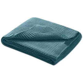 Wometo Babydecke Strickdecke oekoTex Wolle-Look - türkis 70x100 für Jungen und Mädchen