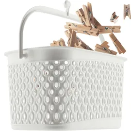 Kadax Klassischer Wäscheklammerkorb, Klammer Korb für Wäscheleine, Klammerkorb zum Aufhängen, Klammerbeutel für Wäscheklammern, Körbchen mit Haken (Weiß)