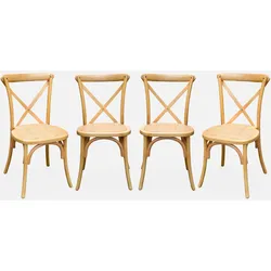 4er-Set Vintage Bistrostuhl aus Holz Natur - sweeek