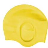 Kasmole Badekappe Gehörschutz, Badehaube, Bademütze, Silikon Badekappen Badehüte Anti-Rutsch wasserdichte Badekappe, Ideal Für Kurzes, Mittellanges, Lockiges Und Dickes Haar, Gelb