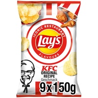 Lay's KFC Kentucky Fried Chicken - Knusprig gewürzte Kartoffelchips für eine gelungene Party (9 x 150 g) (Verpackungsdesign kann abweichen)