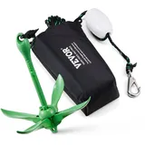 Vevor Kajak-Ankerset, 1,6 kg Paddelboard-Anker-Kit mit 8 m Seil und Boje/Bootsanker-Haken, 304 Edelstahl, zusammenklappbarer kleiner Bootsanker, Kajakzubehör für Kajaks, kleine Boote, Kanus