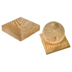Zaunkappen Holz – 9 x 9 cm, Kiefer, grün druckimprägniert, Pyramide & Kugel, mit Steckdübel, Schutz & Zierde für Holzpfosten im Garten
