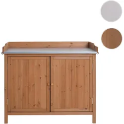 Gartenschrank mit Arbeitsplatte HWC-L69, Pflanztisch, Outdoor Tanne Holz FSC¬Æ-zertifiziert 86x104x52cm ~ braun