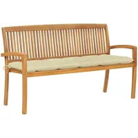 VidaXL Stapelbare Gartenbank mit Auflage 159 cm Massivholz Teak
