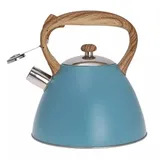 Luckyberg Moderne Wasserkessel Induktion Pfeifkessel aus Edelstahl, Teekessel für alle Kochplatten, Flötenkessel, Wasserkocher für Tee Kaffee, ca 3L, (blau)