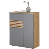 Stella Trading 36-023-T2 Garderobenschrank MILAN Kommode für Schuhe Artisan Eiche Nb. / grau ca. 85 x 103 x 38 cm