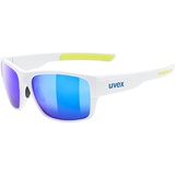 Uvex esntl urban Sonnenbrille, white matt/mirror blue, one size