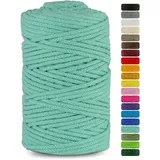 Netuno 1x Makramee Garn Celadon 3 mm 100 m Makramee Kordel Baumwolle mit Baumwollkern Baumwollkordel Schnur Bastelgarn farbig für Dekoration Wandbehang Blumenampel Cotton Cord Macrame