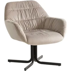KADIMA DESIGN Loungesessel Samt Beige Design Clubsessel mit Metallbeine, Schalenstuhl gepolstert mit Rückenlehne, Cocktailsessel Lounge Armlehnen, Sessel mit