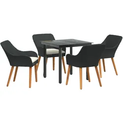 vidaXL 5-teiliges Garten Essset Schwarzes Poly-Rattan