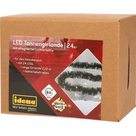 IDENA Tannengirlande 24er LED Lichterkette 2,2 m dunkelgrün