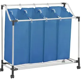 vidaXL Wäschekorb mit 4 Taschen Creme Stahl