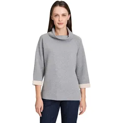 Sweatshirt BETTY BARCLAY "Betty Barclay Sweatshirt mit hohem Kragen", Damen, Gr. 38, grau (grau, beige), Steppware, Obermaterial: 65% Polyester, 33% Viskose, 2% Elasthan., feminin, lässig geschnitten normal, Langarm, Sweatshirts, Material