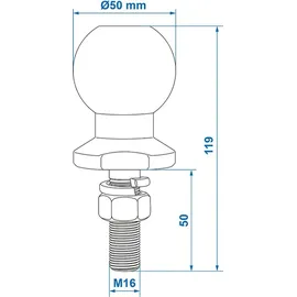 PRO PLUS Anhangerkupplung gerade 16mm