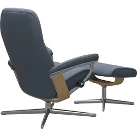 Stressless Stressless® »Consul« Set, Relaxsessel mit Hocker, mit Hocker, mit Cross Base, Größe S, M & L, Holzakzent Eiche blau