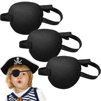 Augenklappe Elastische Einzelne Augenmaske 3 Stück Piraten Augenklappe Verstellbare Augenklappen mit Schnalle Geeignet für Erwachsene Kinder Amblyopie und Abschlussball Piratenkostüm