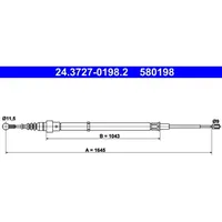 ATE Handbremsseil Hinten 24.3727-0198.2 für SKODA Fabia I SEAT