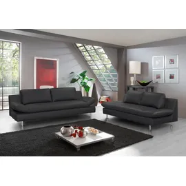 PLACES OF STYLE Couch Naturleder 3-Sitzer Schwarz
