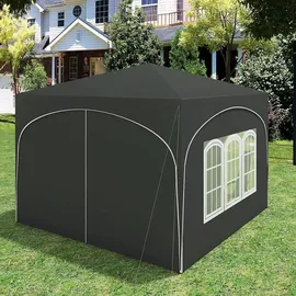 Woltu Faltpavillon 3 x 3 m inkl. 4 Seitenteile Grau