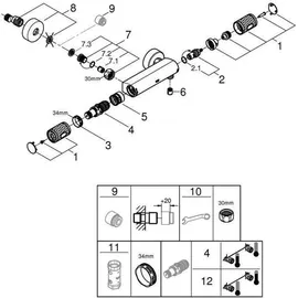 Grohe Grohtherm 1000 Performance Thermostat-Brausebatterie, 1/2