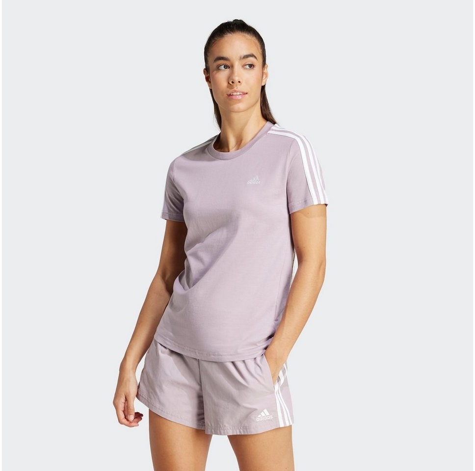 adidas Sportswear T-Shirt LOUNGEWEAR ESSENTIALS SLIM 3-STREIFEN lila XS