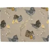 Sander Mitteldecke Pulcino Ostern 85 x 85cm Artikel 75403 Fb. 19 18% Baumwolle 82% Polyester Hahn Henne Küken Creme braun anthrazit gelb