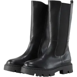 TOM TAILOR Damen Gefütterte Stiefel aus Kunstleder, schwarz, Uni, Gr. 37