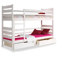 Minio möbel Hochbett, Weiß, Holz, 2 Schubladen, Rechteckig, 80x190