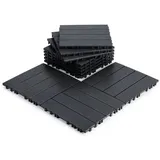 110 Stück Terrassenfliesen 10 qm, 30x30cm Kunststoff Fliesen Klickfliesen Balkonfliesen Holzoptik Gestreift, Wetterfest, Anti-Rutsch, Anthrazit